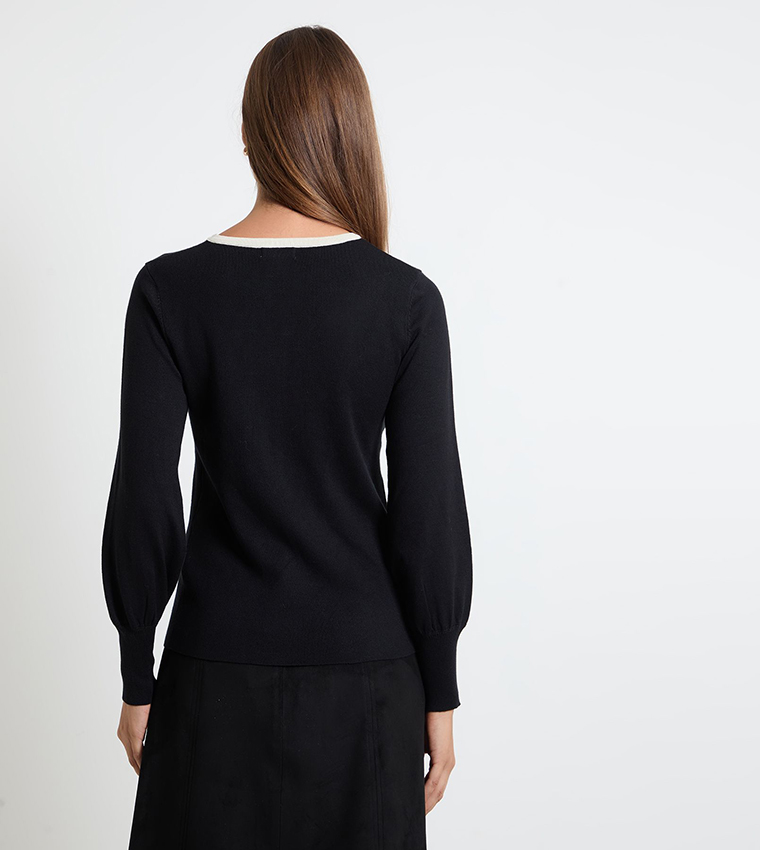 Colourblock Cut-Out Fine Knitted Sweater
