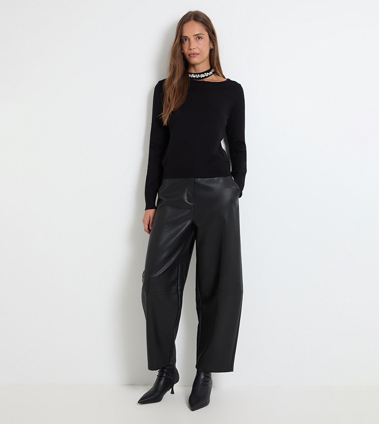 Embellished Neckline Crew Neck Sweater