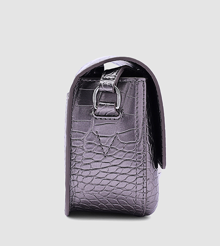 Metal Accent Clutch with Crossbody Strap