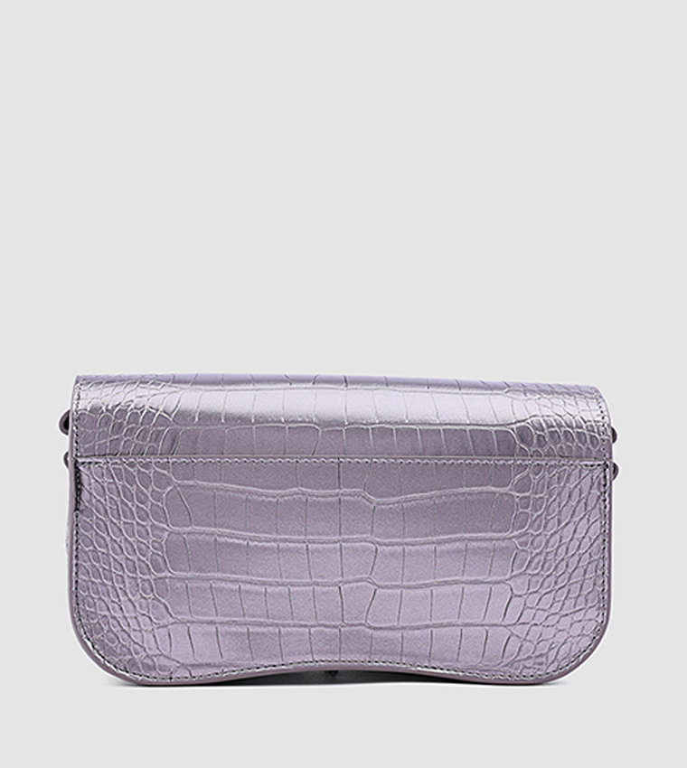 Metal Accent Clutch with Crossbody Strap