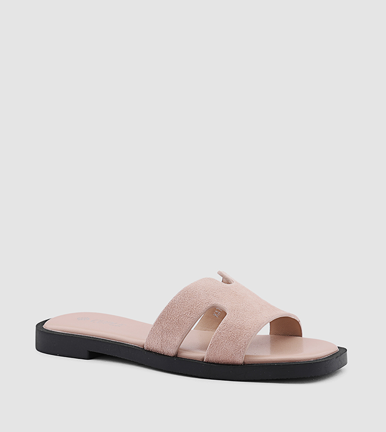 Cut-Out Detail Open Toe Flat Sandals
