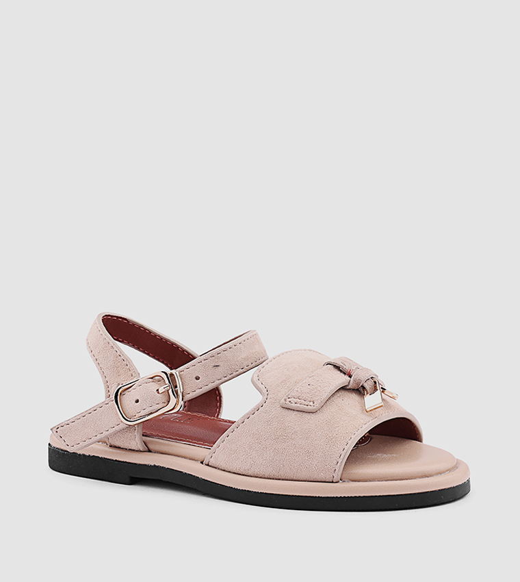 Metal Accent Ankle Loop Flat Sandals