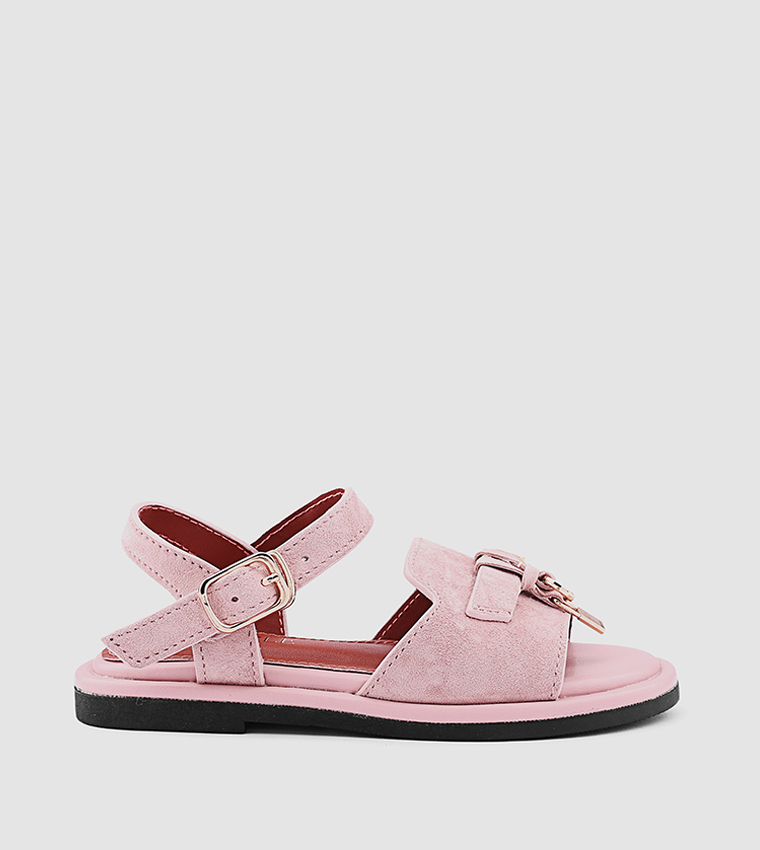 Metal Accent Ankle Loop Flat Sandals