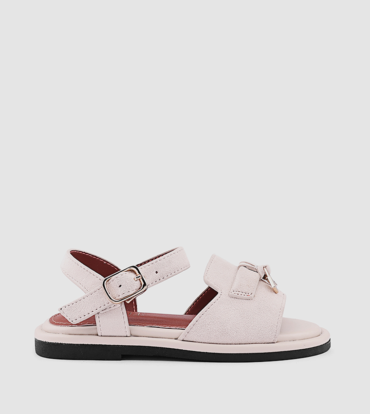 Metal Accent Ankle Loop Flat Sandals