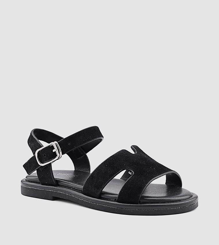 Cut-Out Detail Ankle Loop Flat Sandals