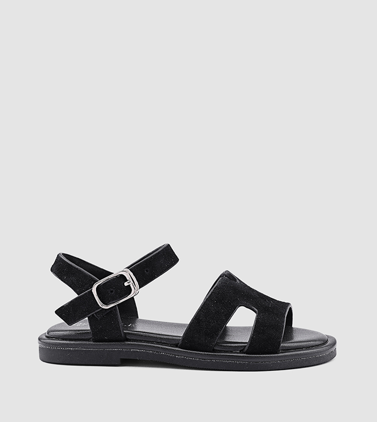 Cut-Out Detail Ankle Loop Flat Sandals
