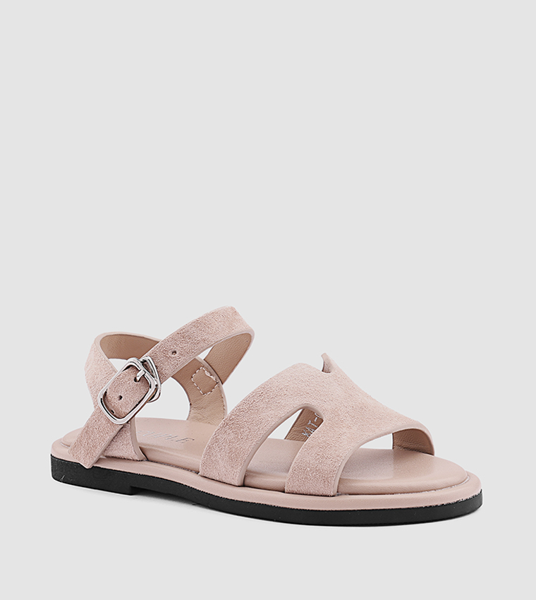 Cut-Out Detail Ankle Loop Flat Sandals