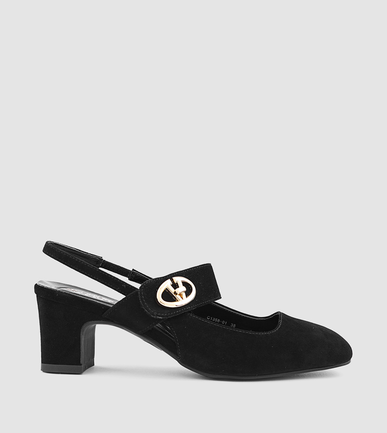 Metal Accent Slingback Pumps