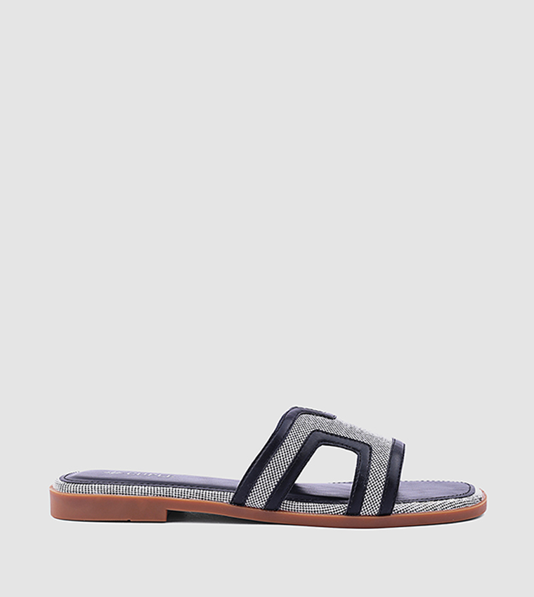 كابلي  الصنادل المسطحة - كحلي Flat Sandals