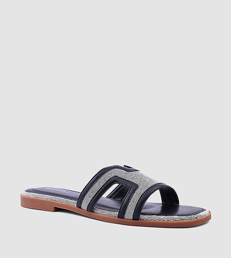 كابلي  الصنادل المسطحة - كحلي Flat Sandals