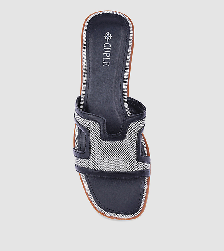 كابلي  الصنادل المسطحة - كحلي Flat Sandals