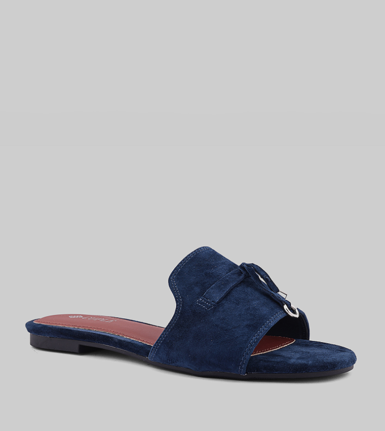 Tussle Detail Open Toe Flat Sandals