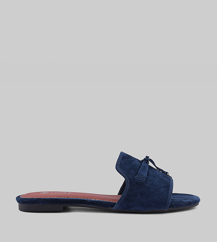 Tussle Detail Open Toe Flat Sandals