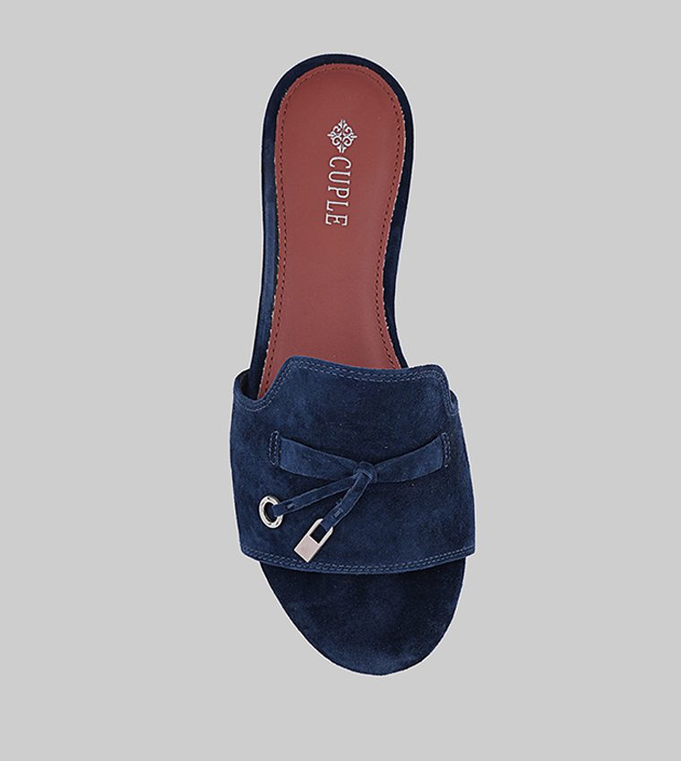 Tussle Detail Open Toe Flat Sandals