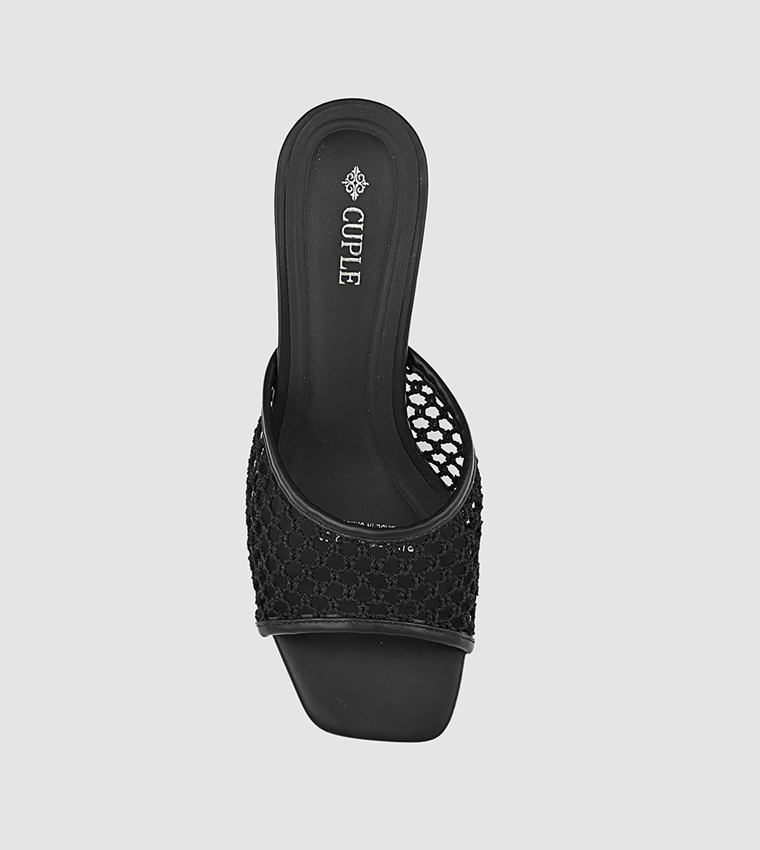 Crochet Strap Heeled Sandals