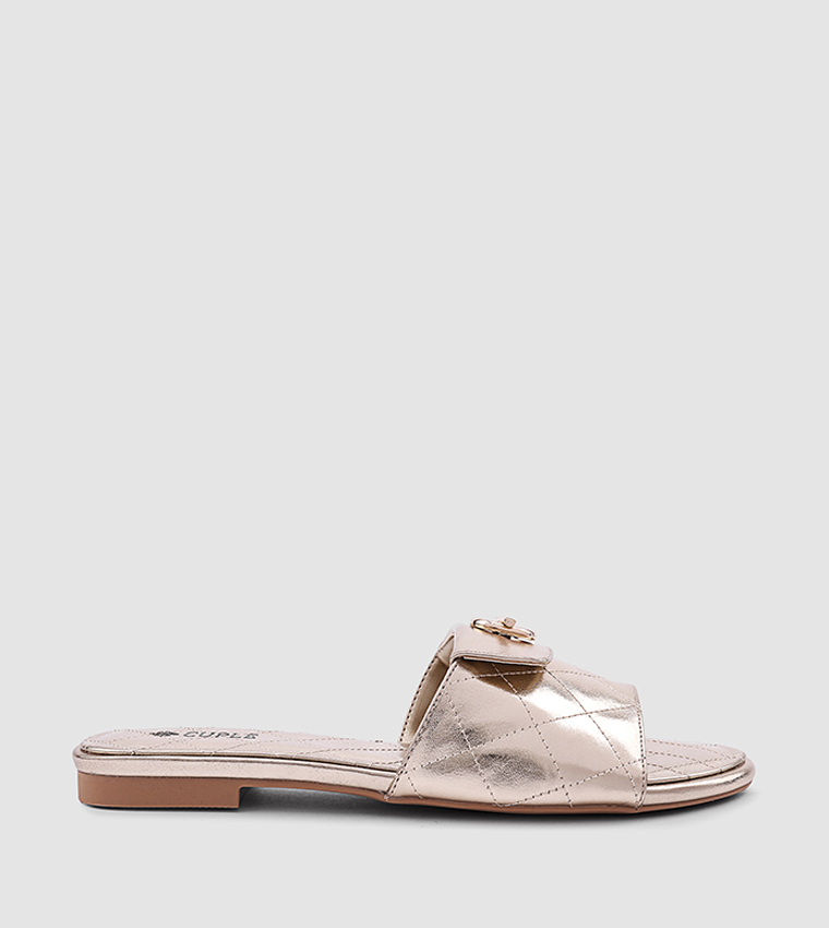 Metallic Quilted Flat Sandals