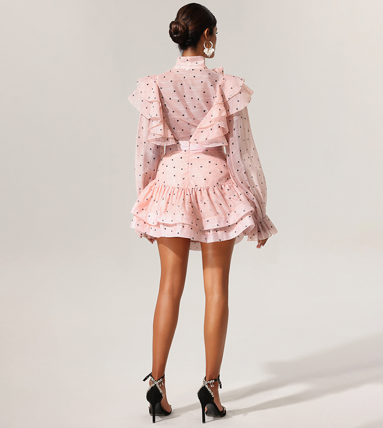 BB SAHARA Polka Dots Ruffled Bowknot Top And Skirt Set