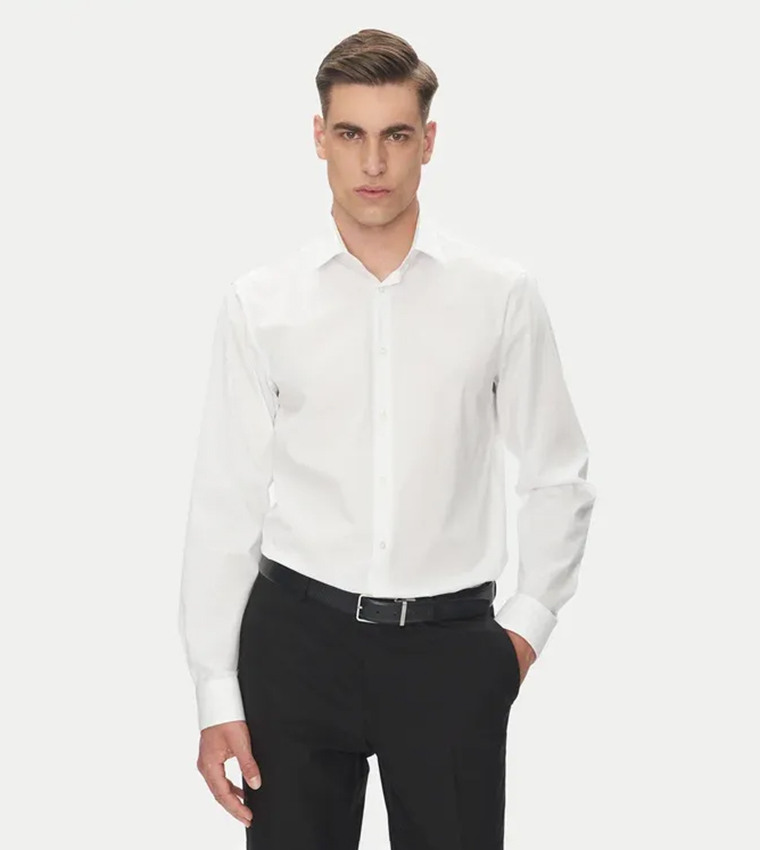 قميص بوبلين بكم طويل 