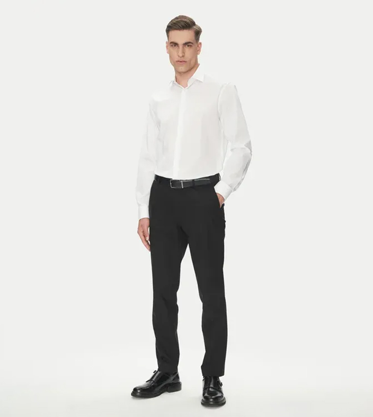 قميص بوبلين بكم طويل 