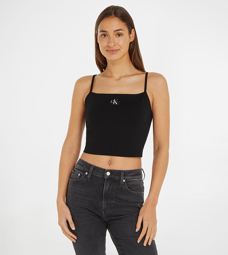 Logo Badge Strappy Crop Top