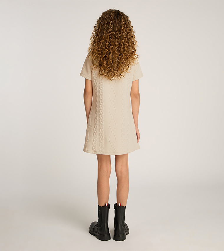 Buy Calvin Klein Jeans Cable Knit A Line Dress In Beige | 6thstreet Qatar