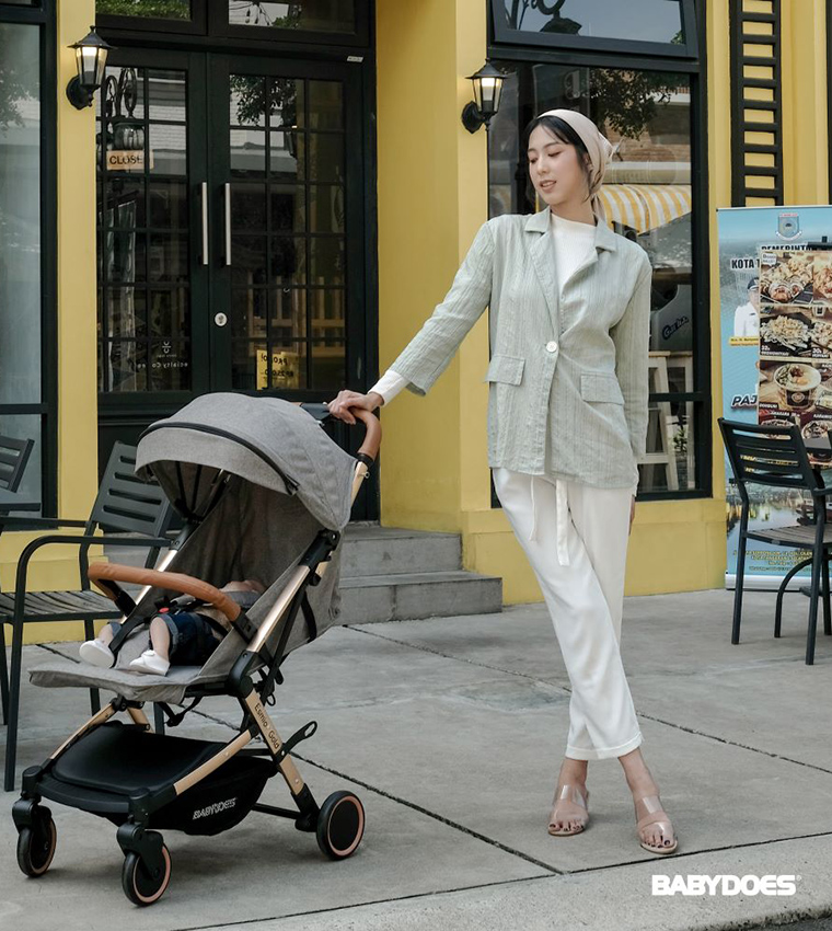Esmio Gold Travel Lite 5-Point Harness Shock Proof Baby Stroller with A Golden Frame (Up To 20 Kg)