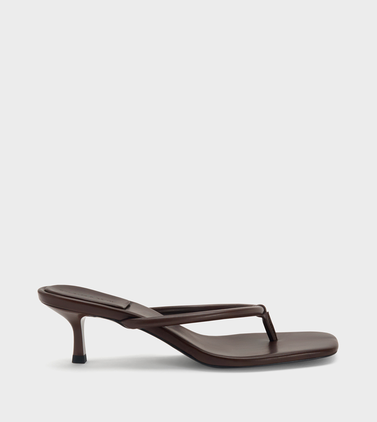 Solid Toe Post Kitten Heel Sandals