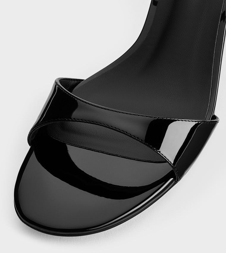 Patent Ankle-Strap Block Heel Sandals 