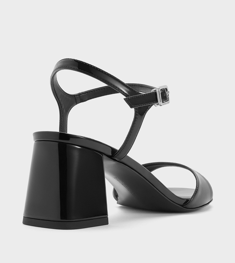 Patent Ankle-Strap Block Heel Sandals 