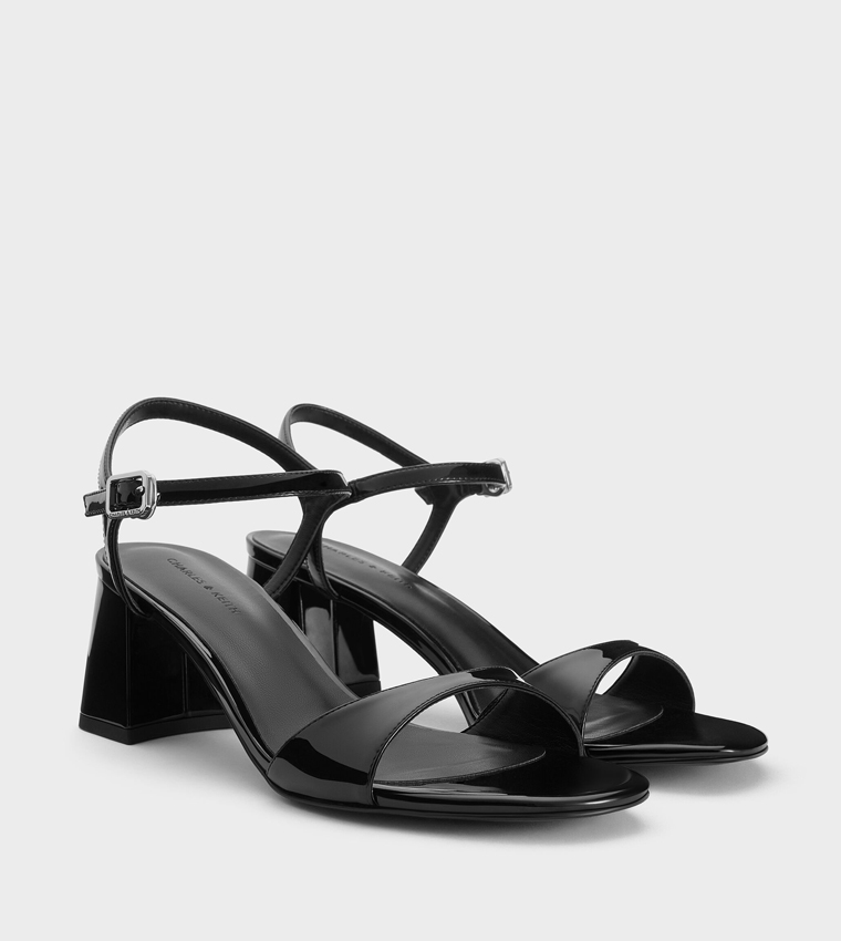 Patent Ankle-Strap Block Heel Sandals 