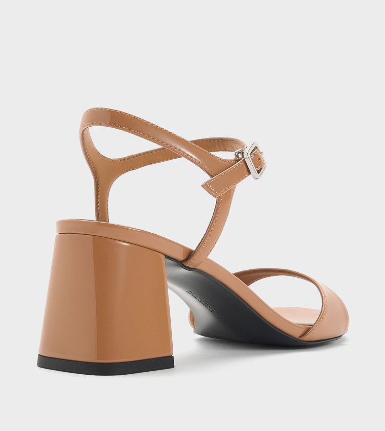 Patent Ankle-Strap Block Heel Sandals 