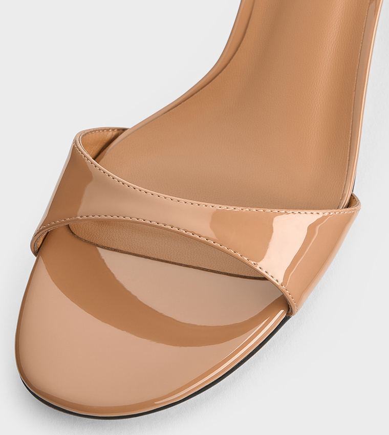 Patent Ankle-Strap Block Heel Sandals 