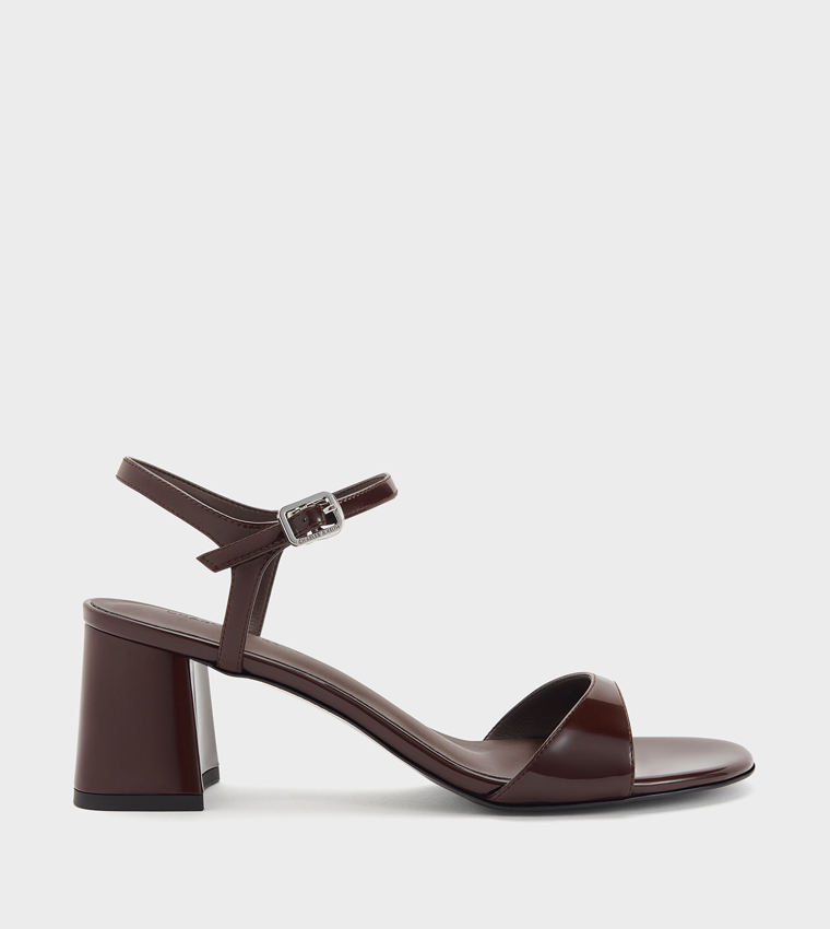 Patent Ankle-Strap Block Heel Sandals 