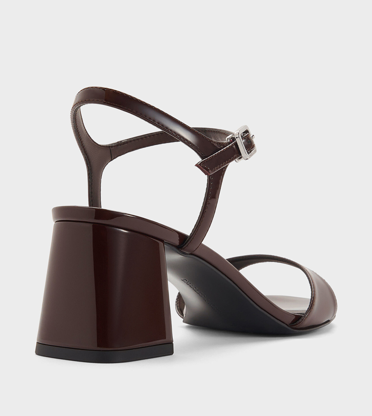Patent Ankle-Strap Block Heel Sandals 