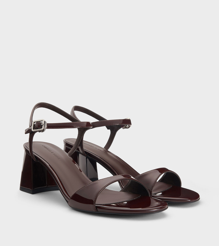 Patent Ankle-Strap Block Heel Sandals 