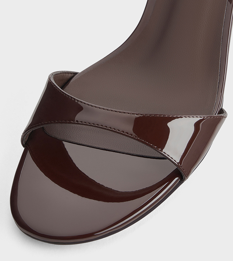 Patent Ankle-Strap Block Heel Sandals 