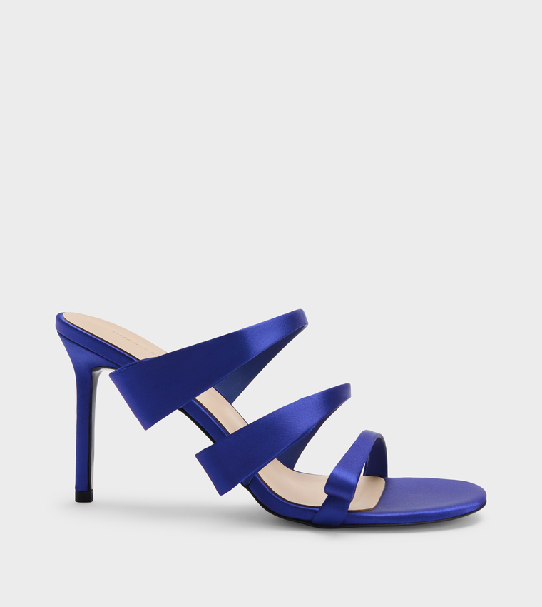 Solid Strappy Stiletto Heel Sandals