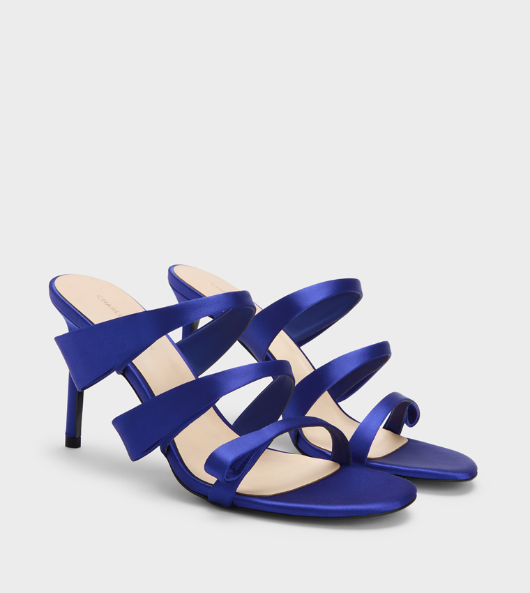 Solid Strappy Stiletto Heel Sandals