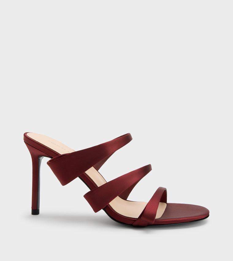 Solid Strappy Stiletto Heel Sandals