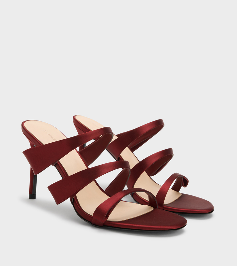 Solid Strappy Stiletto Heel Sandals