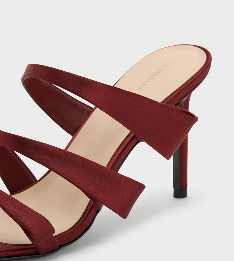 Solid Strappy Stiletto Heel Sandals