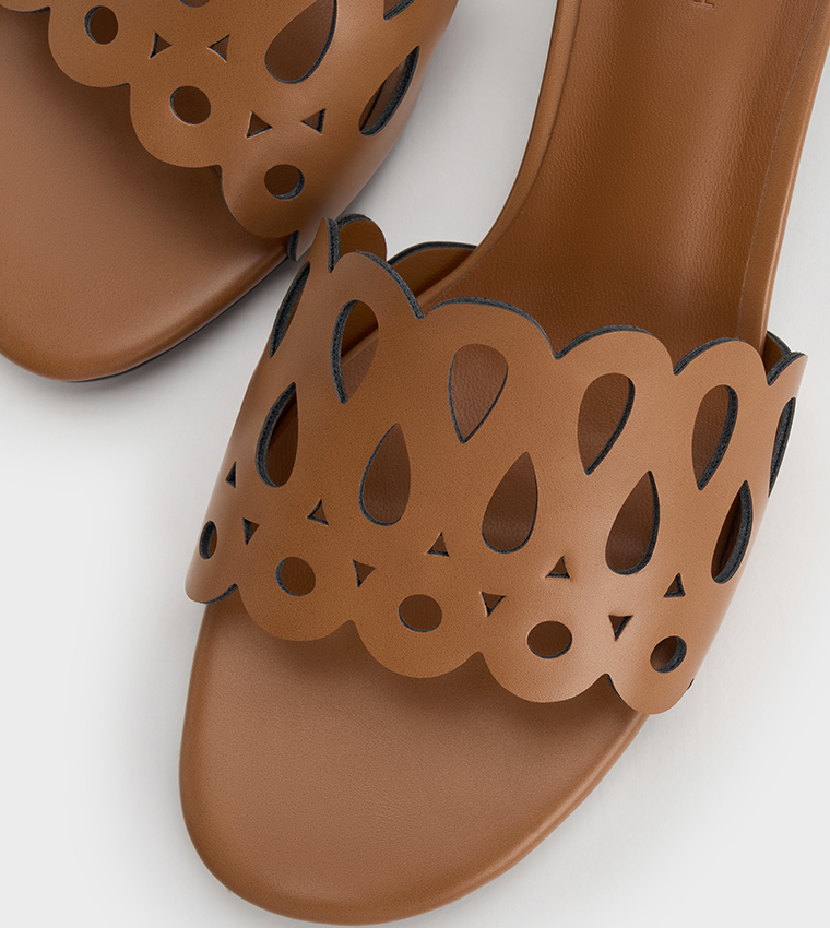 Solid Cut-Out Block Heel Sandals