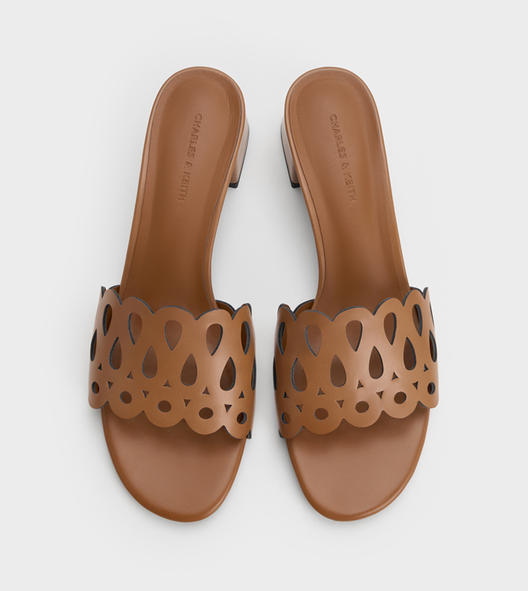 Solid Cut-Out Block Heel Sandals