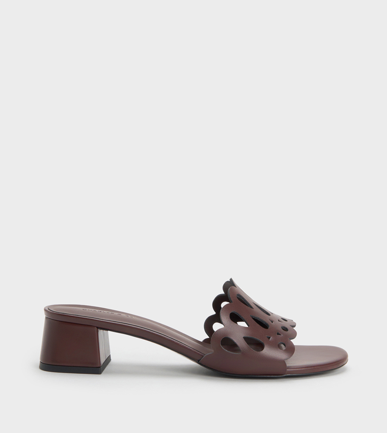 Solid Cut-Out Block Heel Sandals