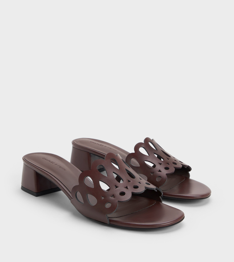 Solid Cut-Out Block Heel Sandals