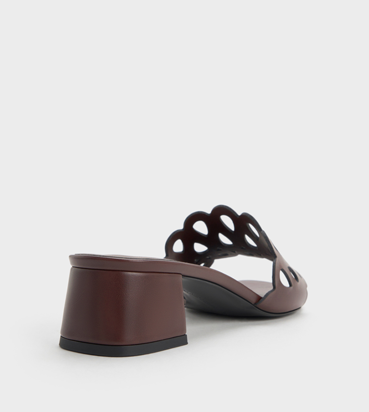 Solid Cut-Out Block Heel Sandals