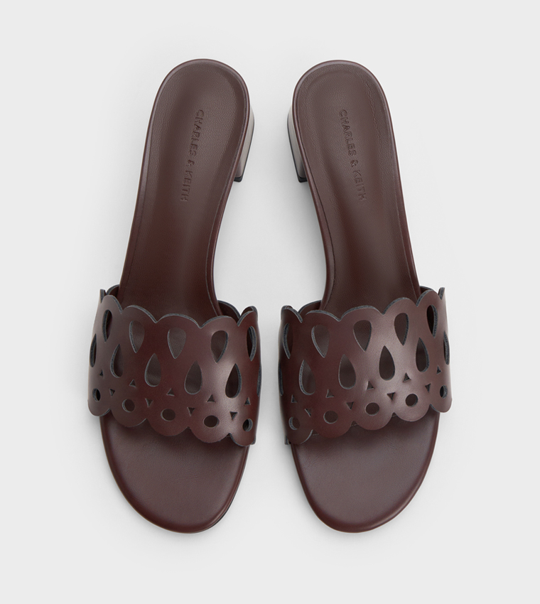 Solid Cut-Out Block Heel Sandals