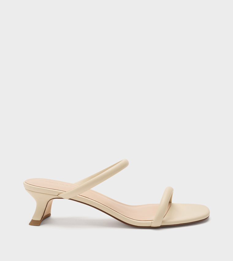 Solid Double Strap Heeled Sandals