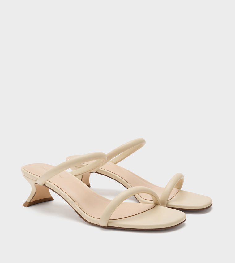 Solid Double Strap Heeled Sandals