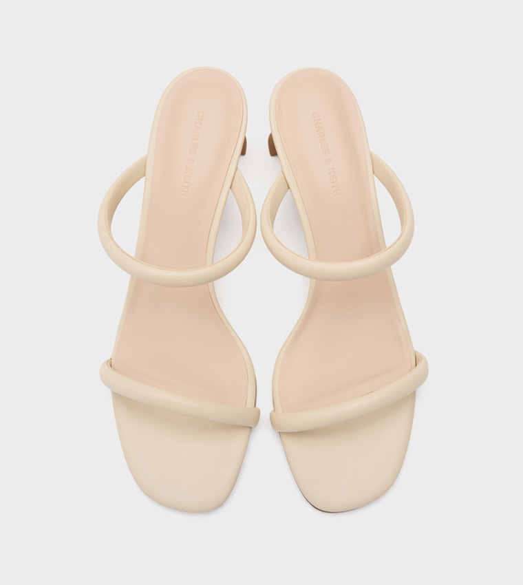 Solid Double Strap Heeled Sandals